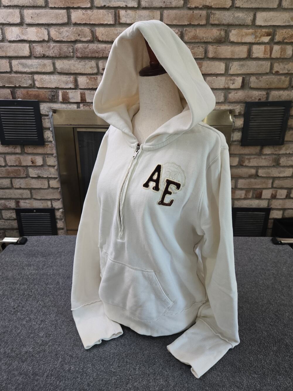 American Eagle Y2K Boxy Fit 1/4 Zip Hoodie Sweatshirt Womans Sz XL Indie Sleaze